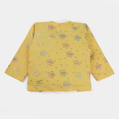 Infant Girls Cotton Jersey T-Shirt Multi Flowers - Yellow