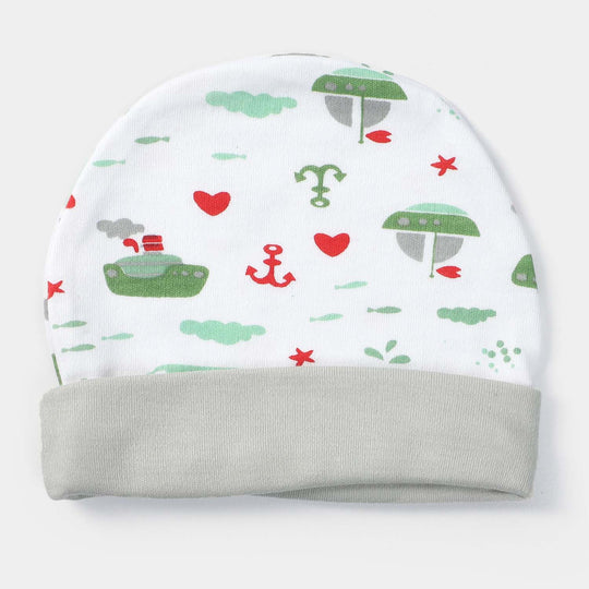 Cap Fish Print W. Green | 0-3M