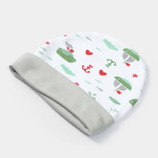 Cap Fish Print W. Green | 0-3M