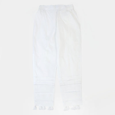 Teens Girls Cotton Straight Pant - White