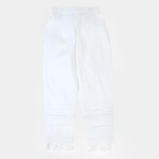 Teens Girls Cotton Straight Pant - White