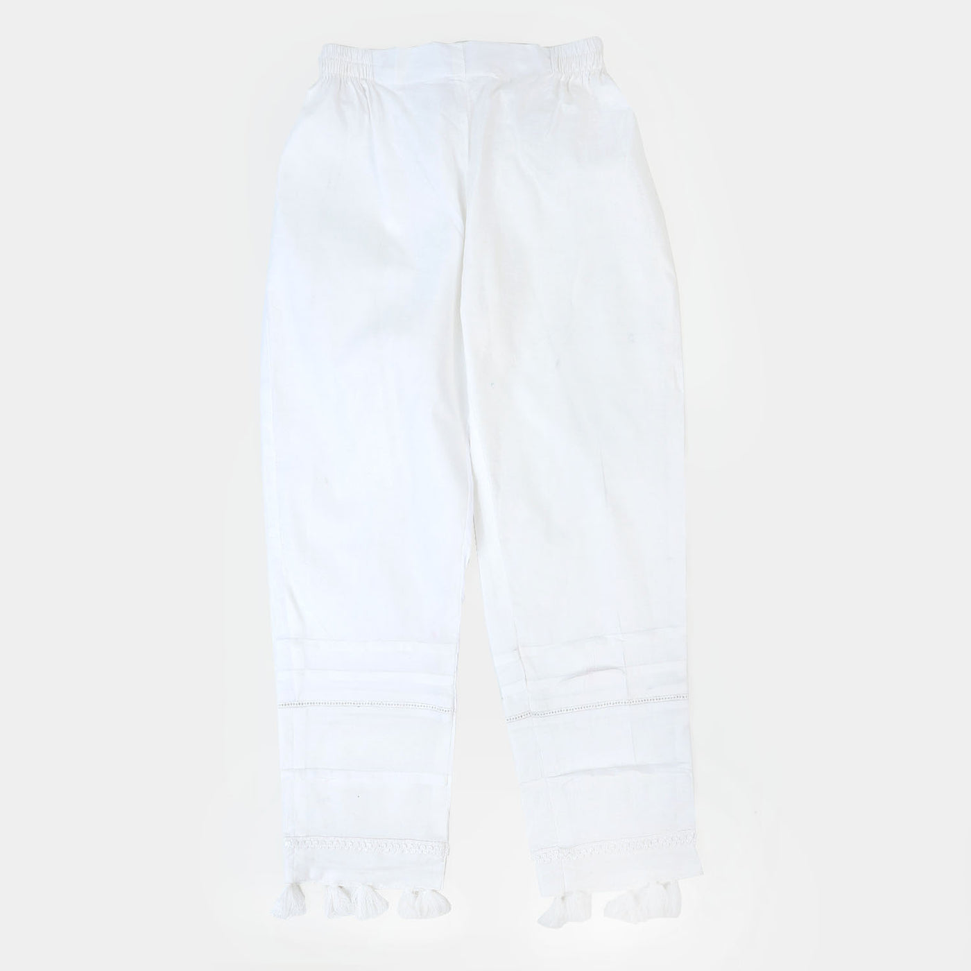 Teens Girls Cotton Straight Pant - White