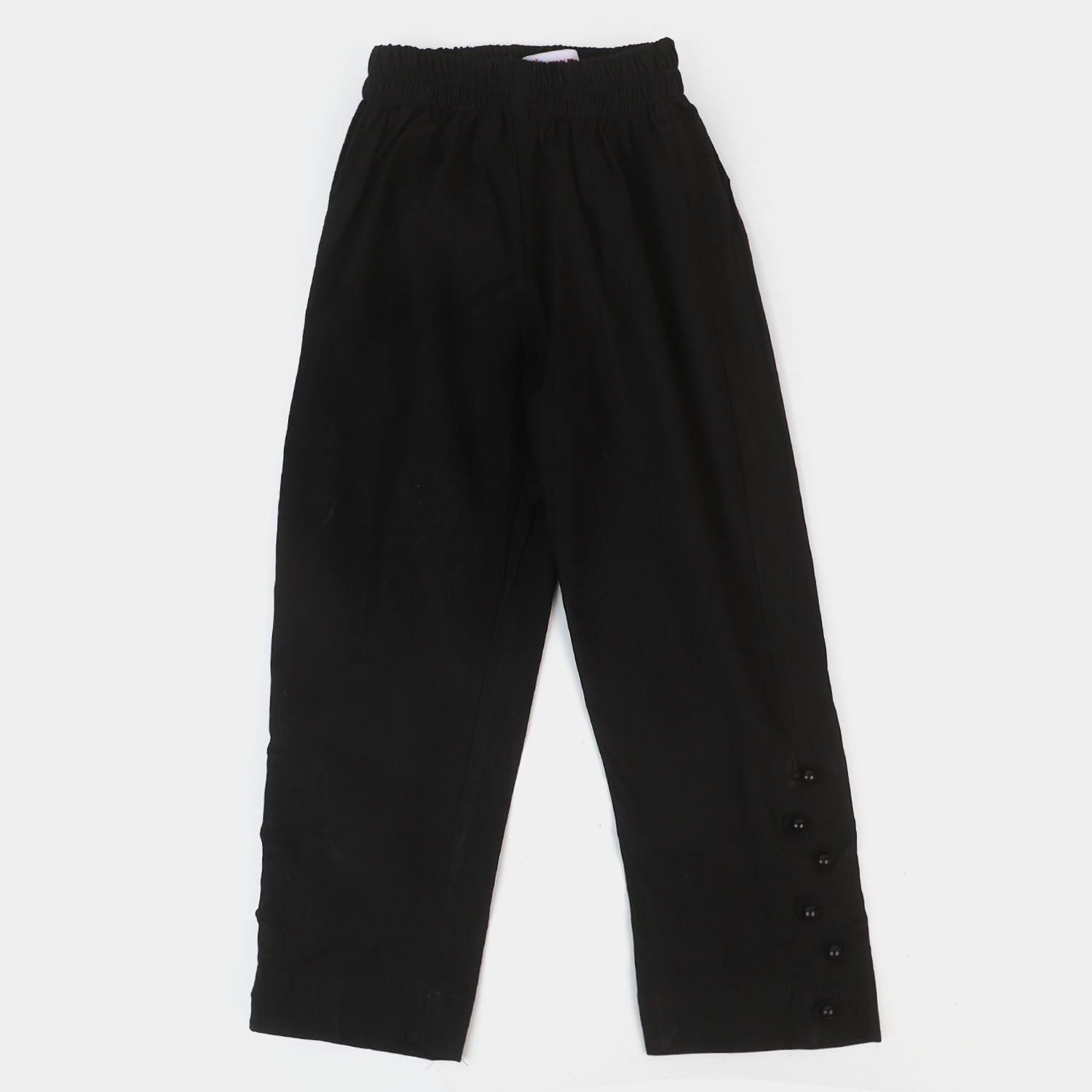 Girls Cotton Straight Pant- Black