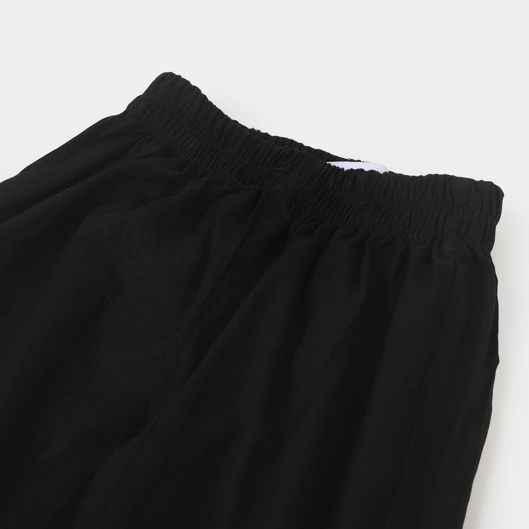 Girls Cotton Straight Pant- Black