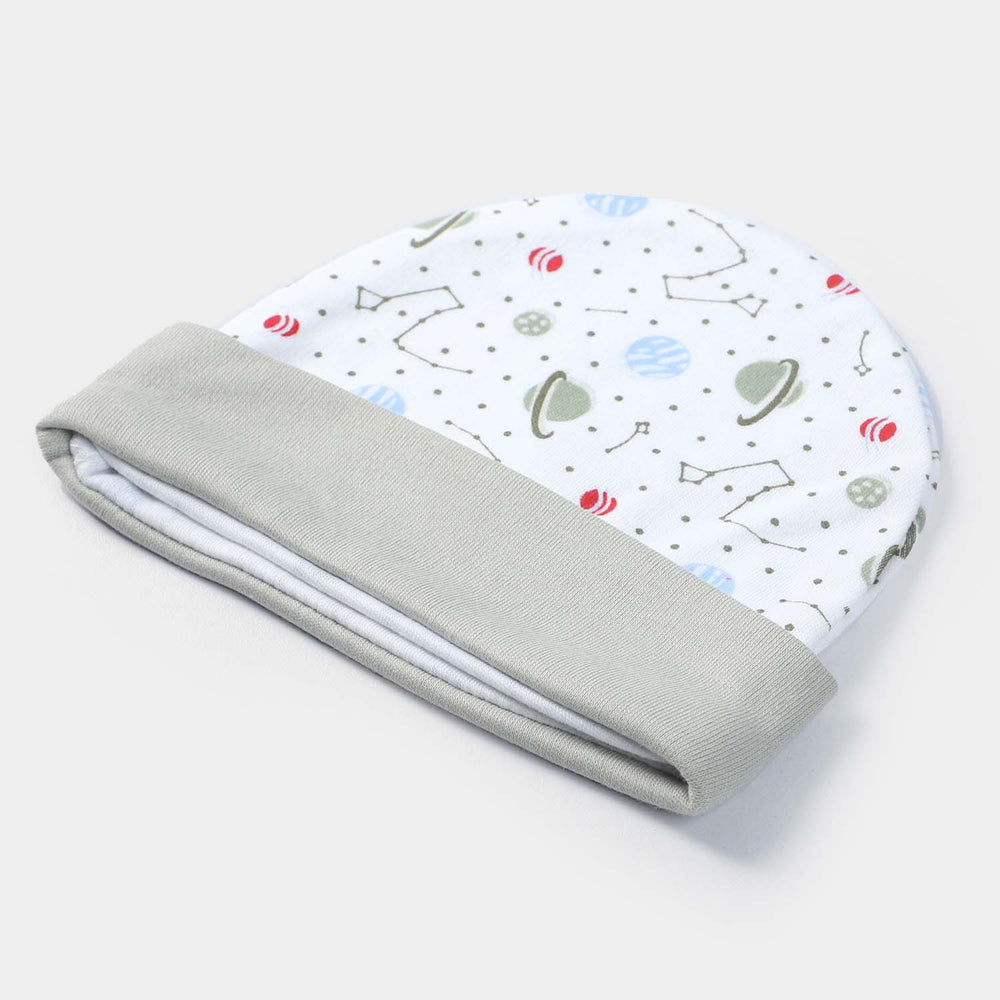 Cap Moon Print W-Green | 0-3M
