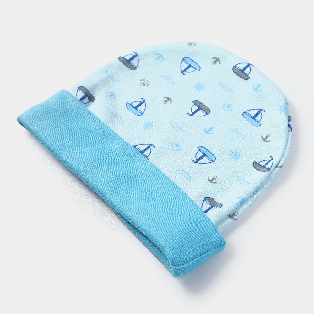 Cap Ship Print D-Blue | 0-3M