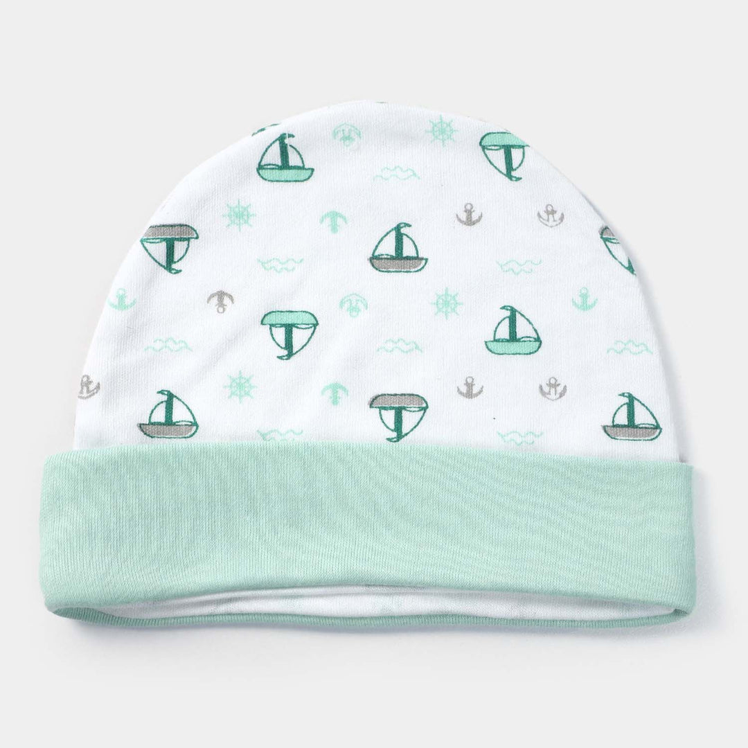 Cap Ship Print W-Green | 0-3M