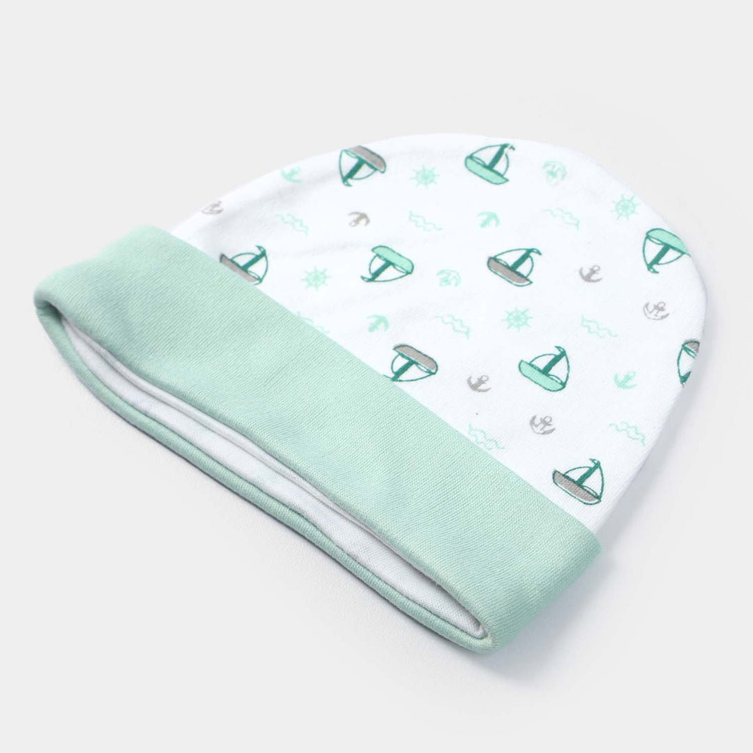 Cap Ship Print W-Green | 0-3M