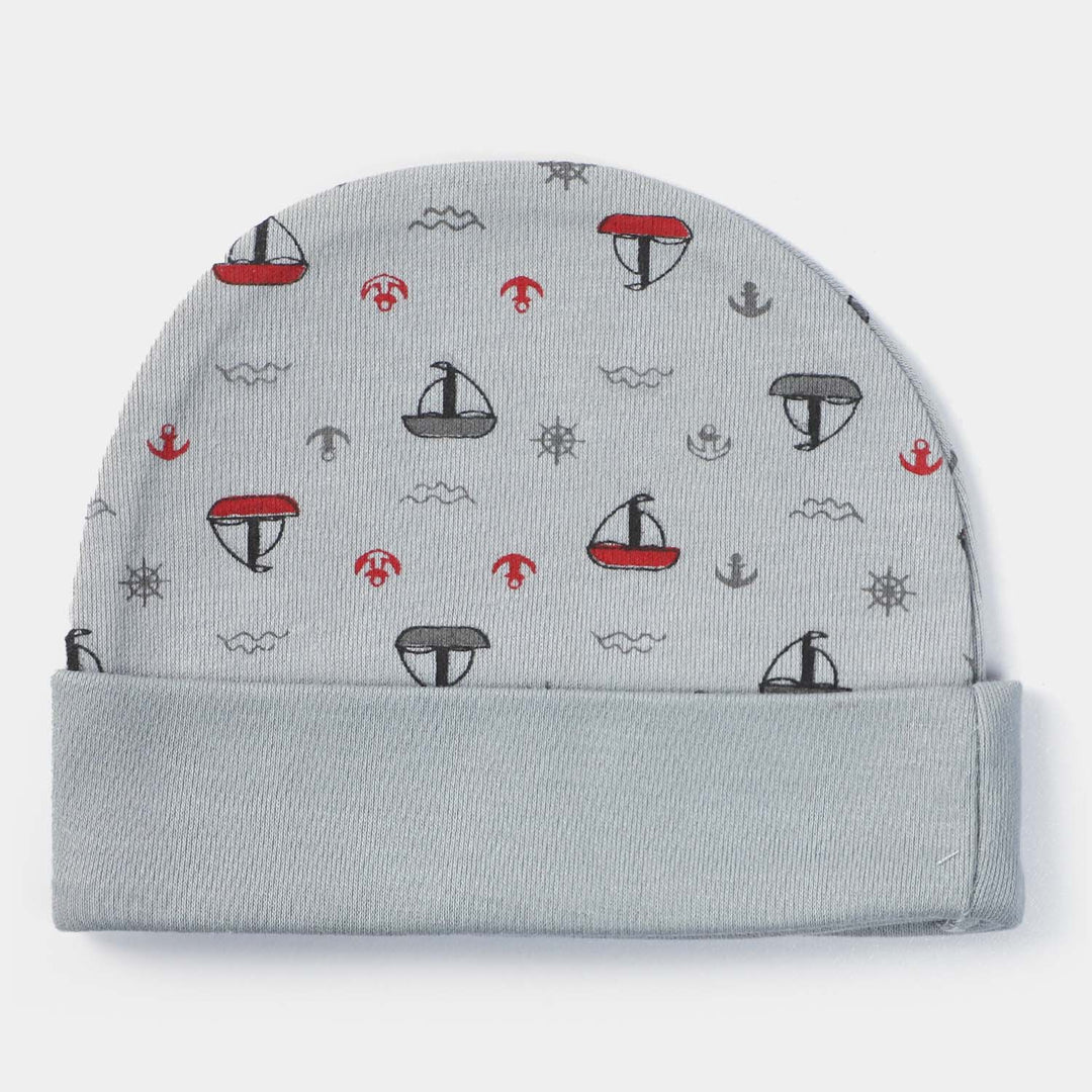 Cap Ship Print D-Gray | 0-3M