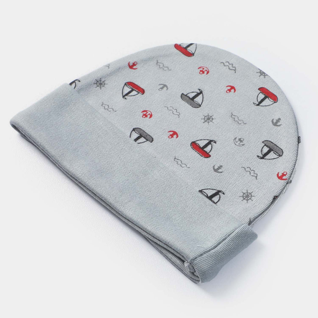 Cap Ship Print D-Gray | 0-3M