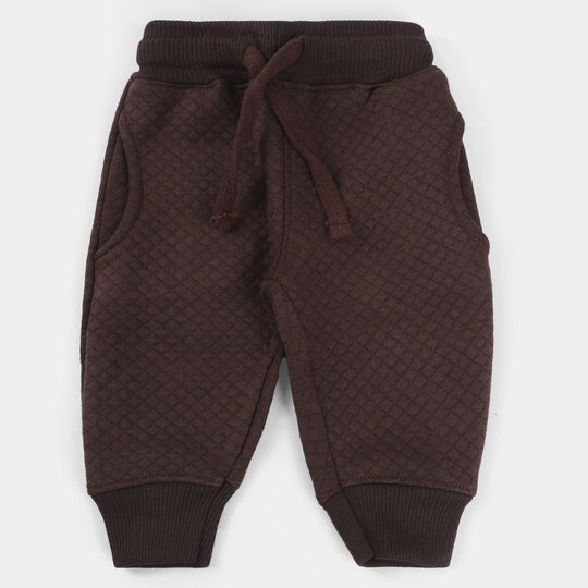 Infant Boys Fleece Sleeping Pyjamas Quilted-BROWN