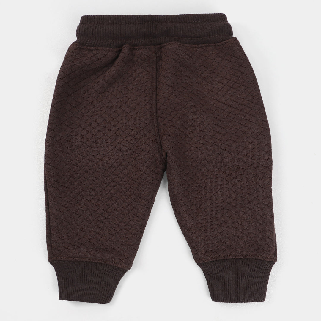 Infant Boys Fleece Sleeping Pyjamas Quilted-BROWN