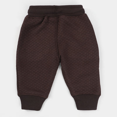 Infant Boys Fleece Sleeping Pyjamas Quilted-BROWN