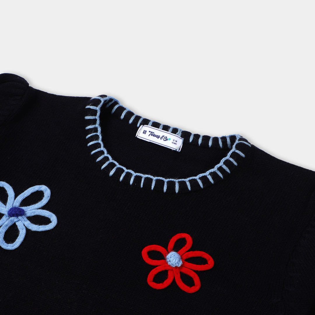 Teens Girls Knitted Sweater -NAVY