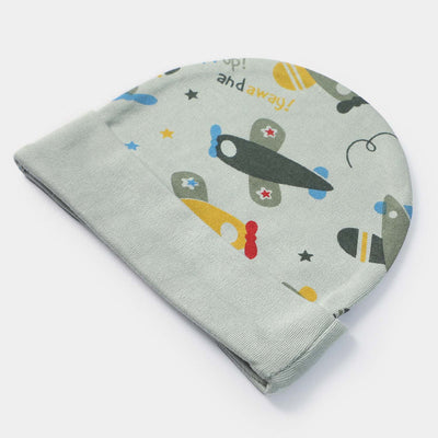 Cap Helicopter Print  D. Green | 0-3M