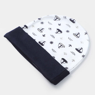 Cap Ship Print W-Navy | 0-3M