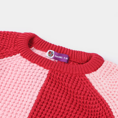 Girls Knitted Sweater -Red/Pink