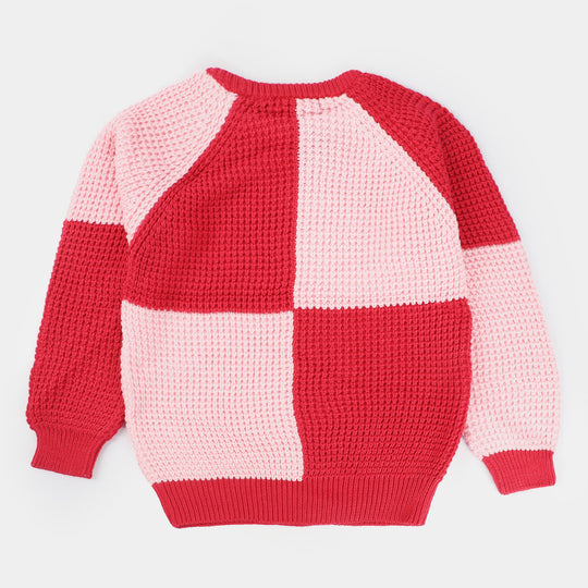 Girls Knitted Sweater -Red/Pink