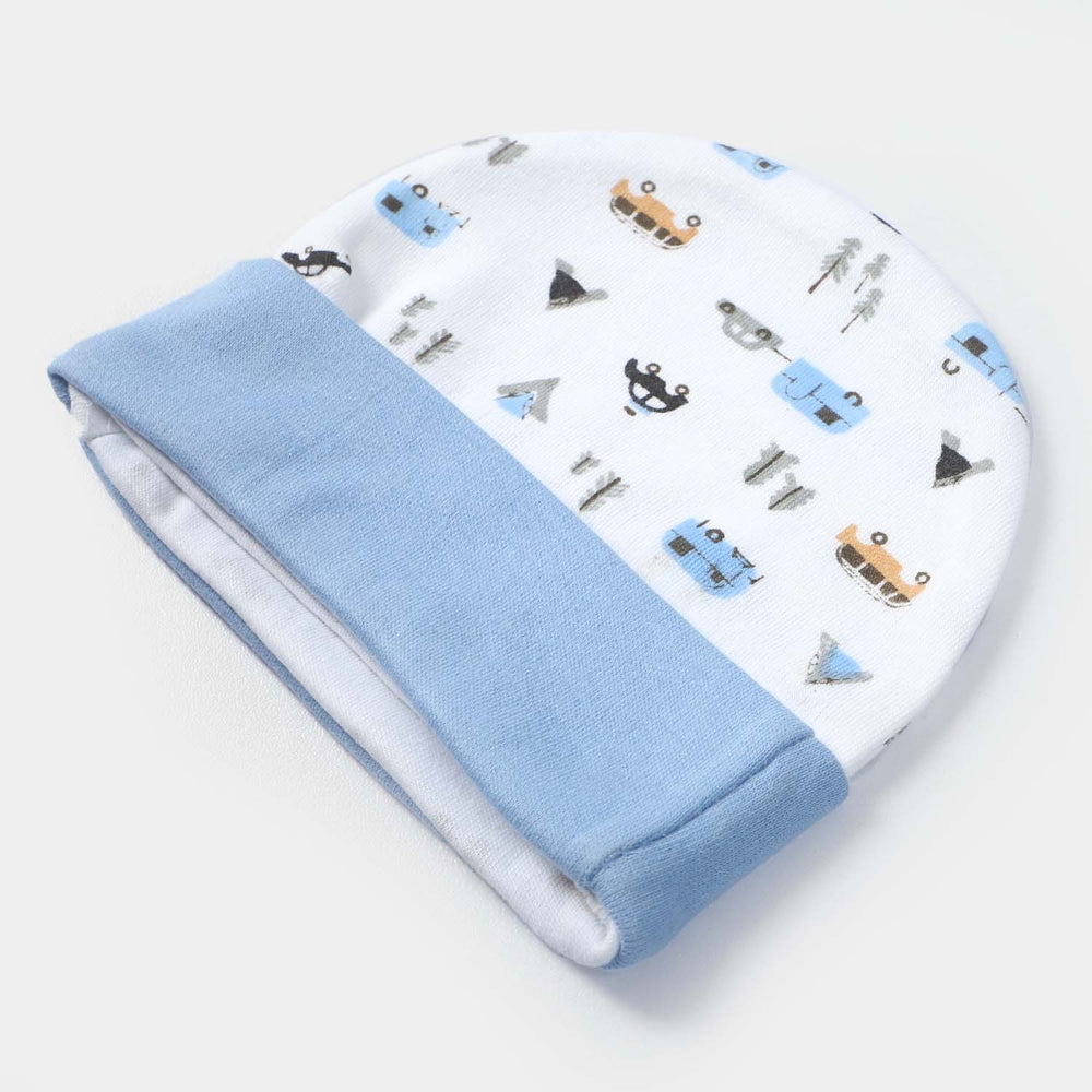 Cap Car Print W. Blue | 0-3M