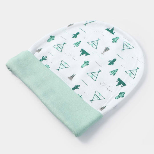 Cap Triangle Print W-Green | 0-3M