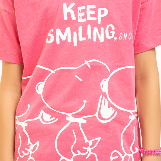 Girls T-Shirt H/S Keep Smiling  - H.Pink
