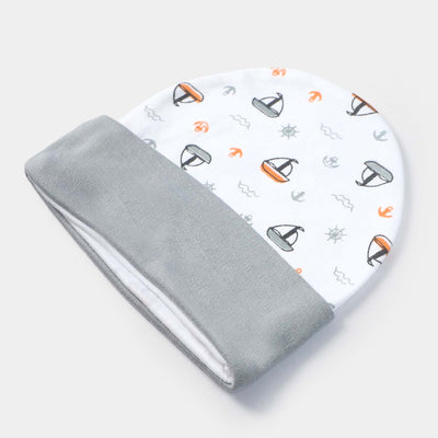 Cap Ship Print W-Gray | 0-3M