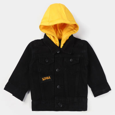 Infant Boys Denim Hooded Jacket Character - BLACK
