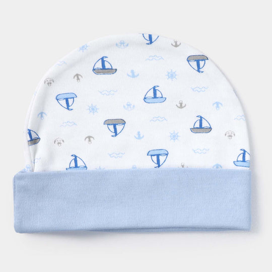 Cap Ship Print W-Blue | 0-3M