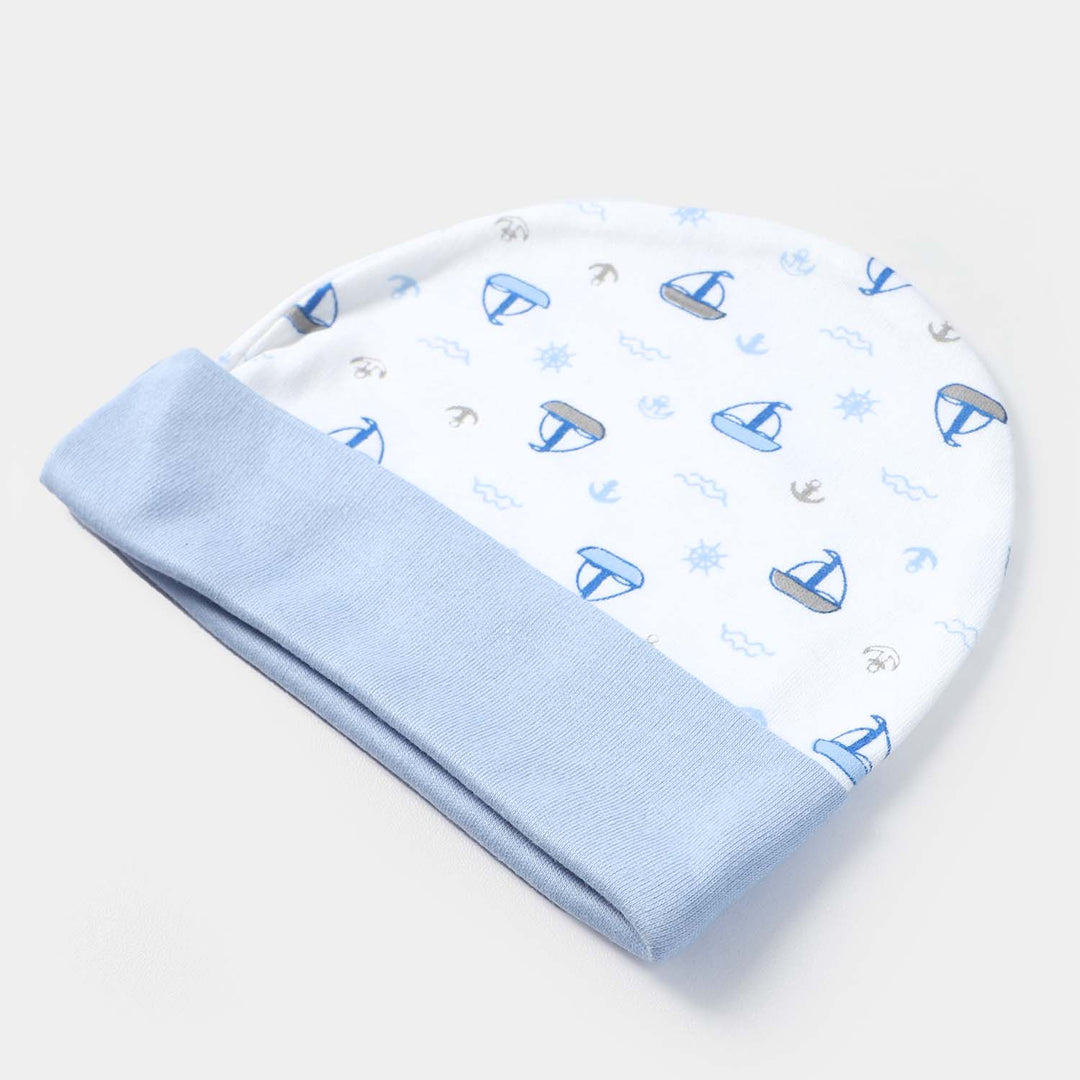 Cap Ship Print W-Blue | 0-3M