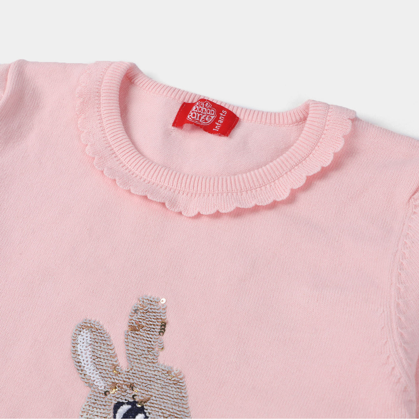Girls Knitted Sweater Rabbit-Light Pink