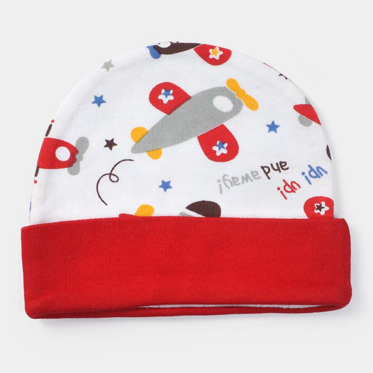 Cap Helicopter Print  W. Red | 0-3M