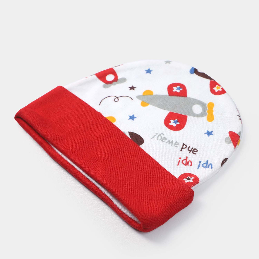 Cap Helicopter Print  W. Red | 0-3M