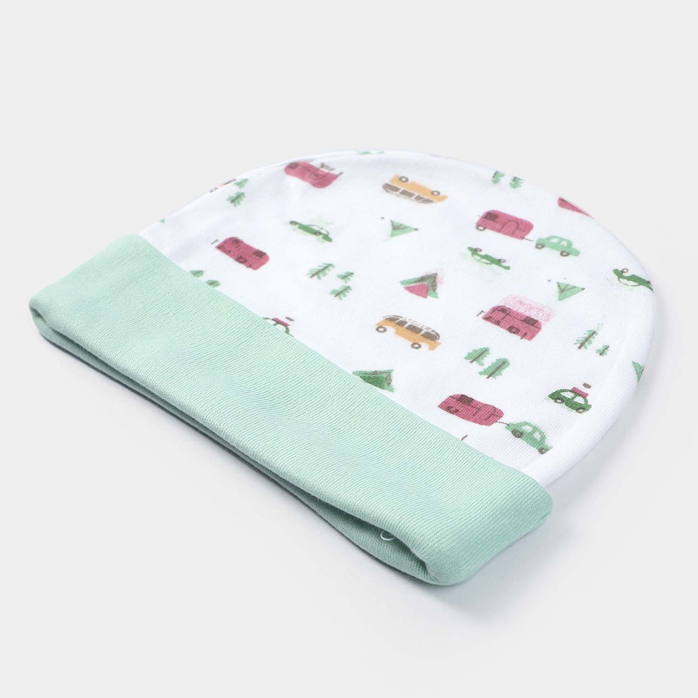 Cap Car Print W. Green | 0-3M