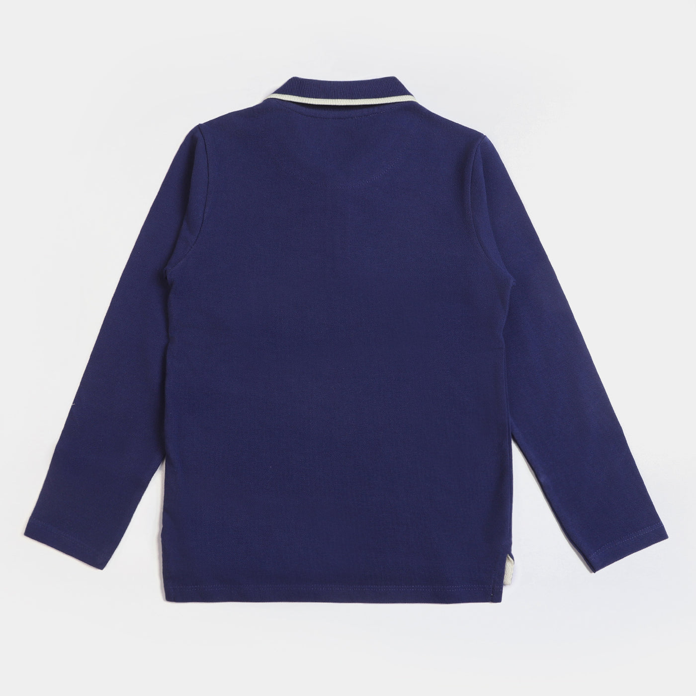 Boys Cotton Polo T-Shirt Half Zip-Navy Blue