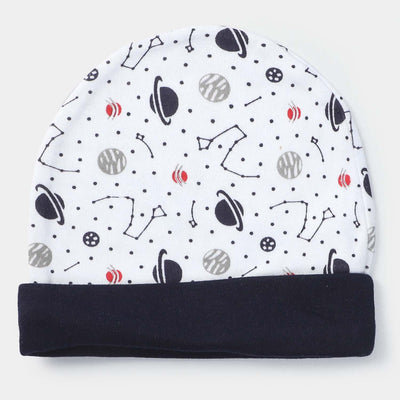 Cap Moon Print W. Navy | 0-3M