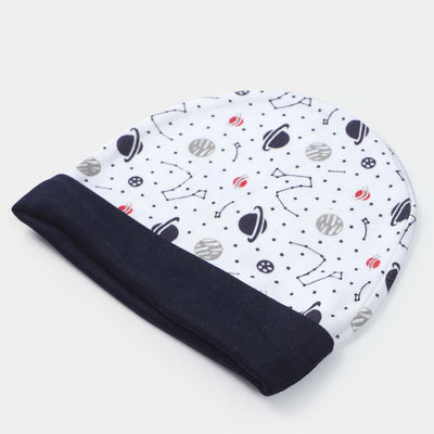 Cap Moon Print W. Navy | 0-3M