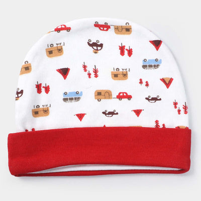 Cap Car Print W. Red | 0-3M