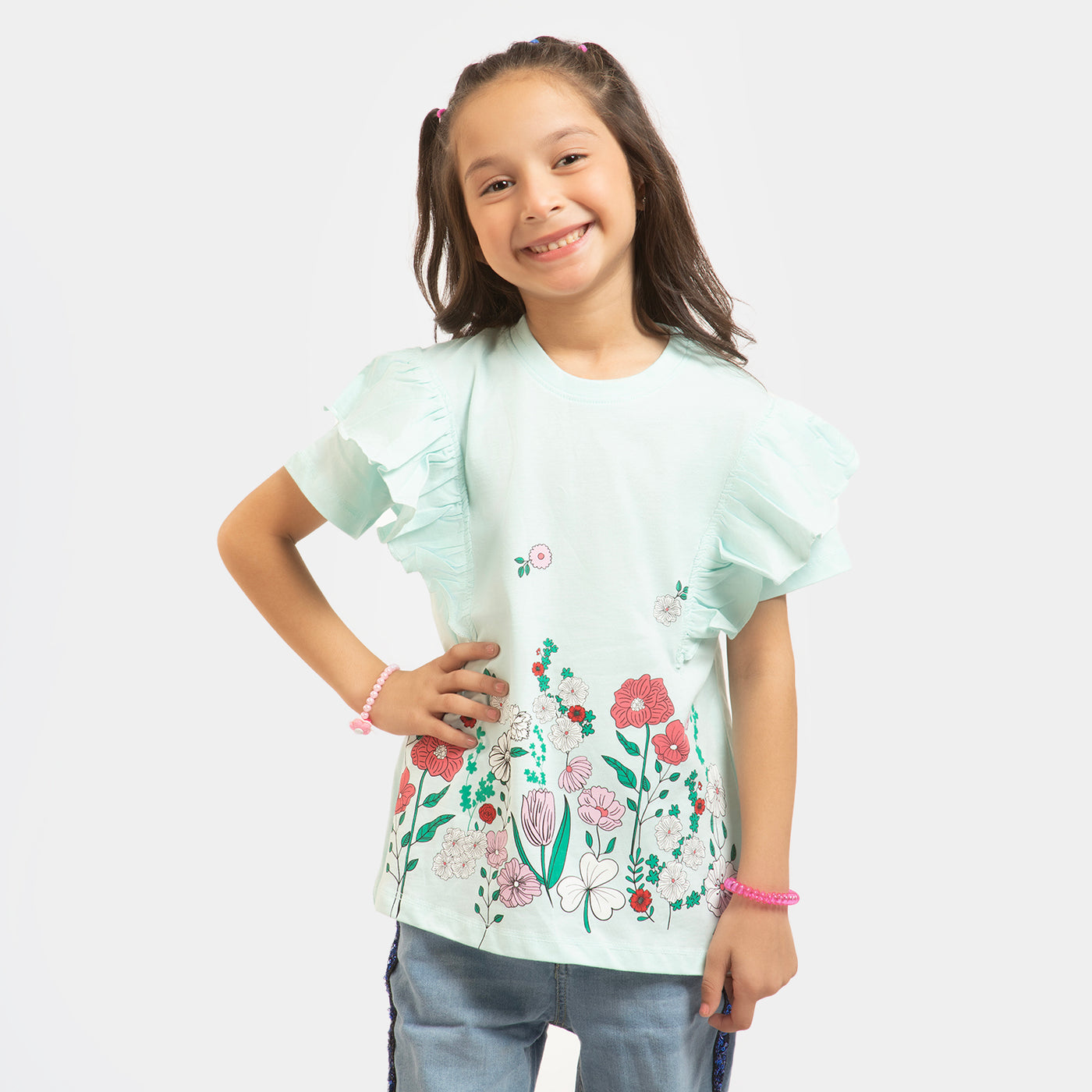 Girls T-Shirt Flowers - Soothing Shell