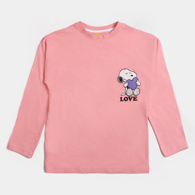 Girls Cotton T-Shirt Character F/S -Light-Pink