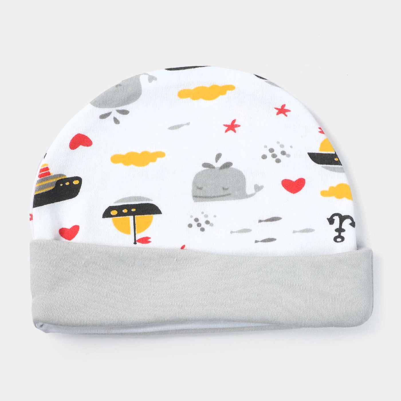 Cap Fish Print W. Gray | 0-3M