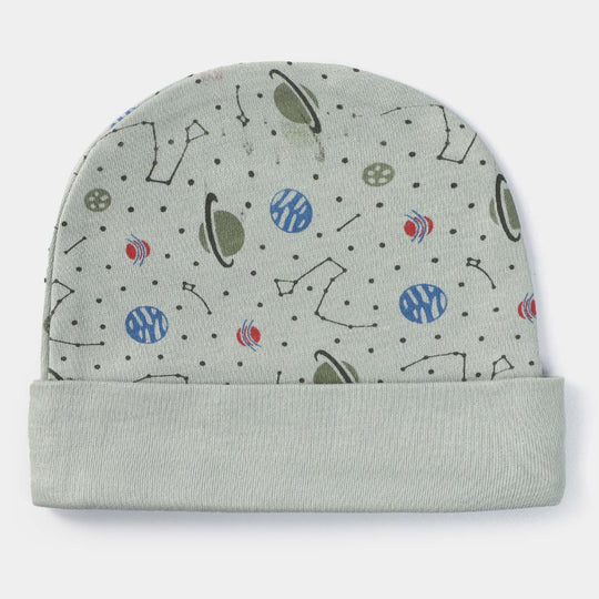 Cap Moon Print D-Green | 0-3M