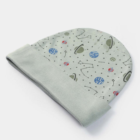 Cap Moon Print D-Green | 0-3M