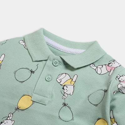 Infant Boys Polo T-Shirt Bear-G-Green