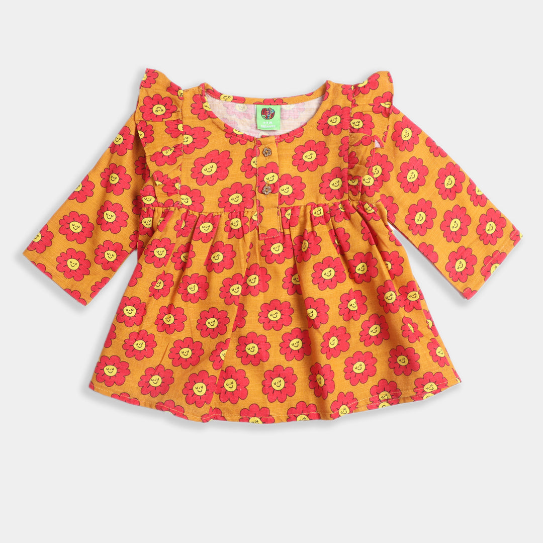 Girls khaddar 2PC Suit Smile Flower-Citrus