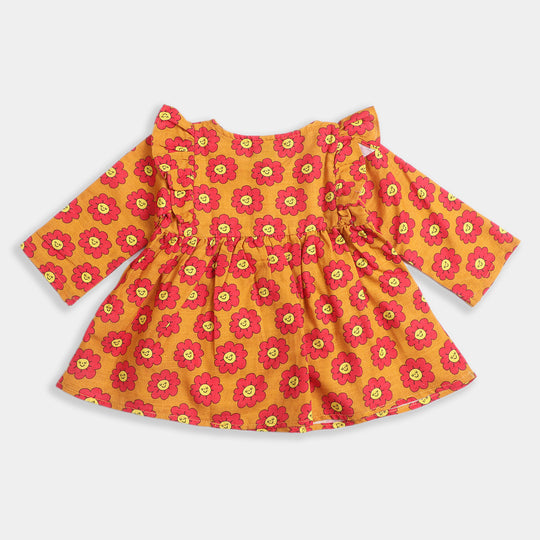 Girls khaddar 2PC Suit Smile Flower-Citrus