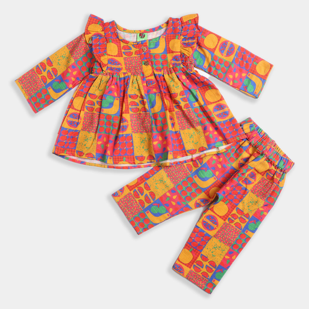 Infant Girls Woven 2PC Suit Fruits - Multi