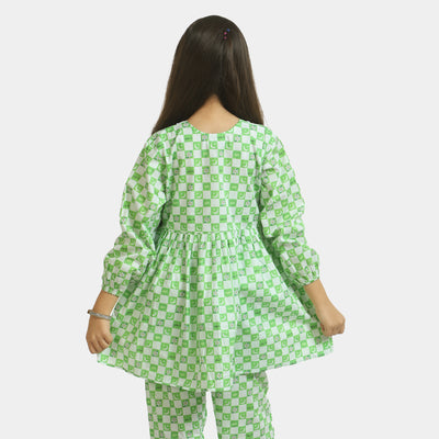 Girls Cotton Independence Co-ord Set Chand Sitara - Green