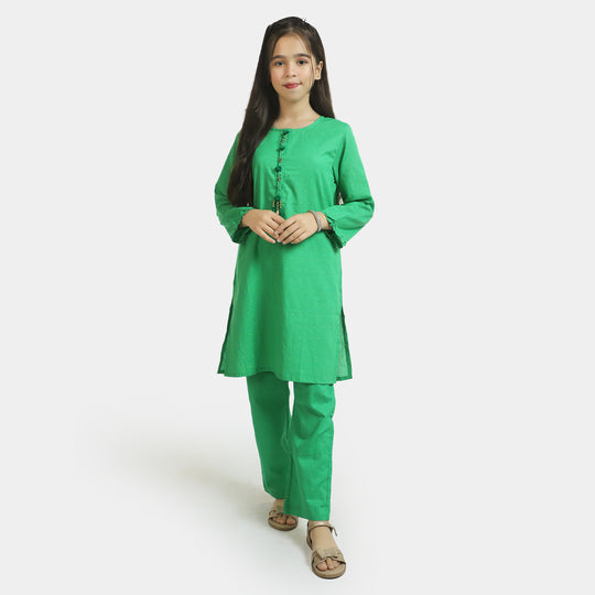 Girls Jacquard independence Co-ord set Go Green - Green