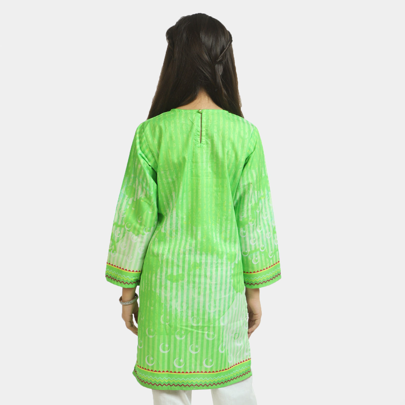 Girls Cotton Independence Day Kurti Green Pakistan - Green