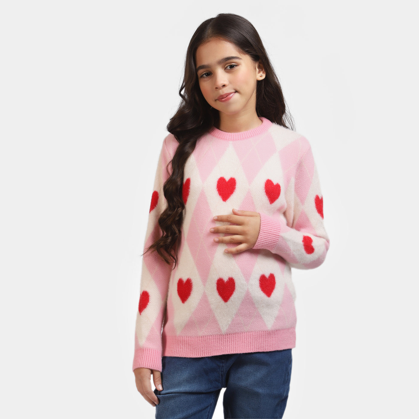 Girls Knitted Sweater -Pink
